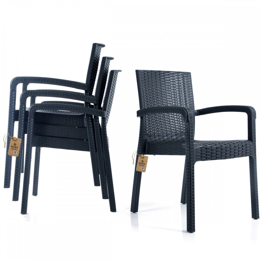 Violet 4 Kişilik Rattan Desenli Bahçe Masa Takımı Camlı